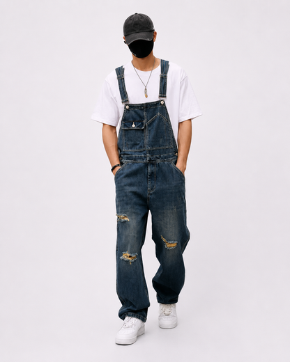 Salopette Denim Trouée Streetwear