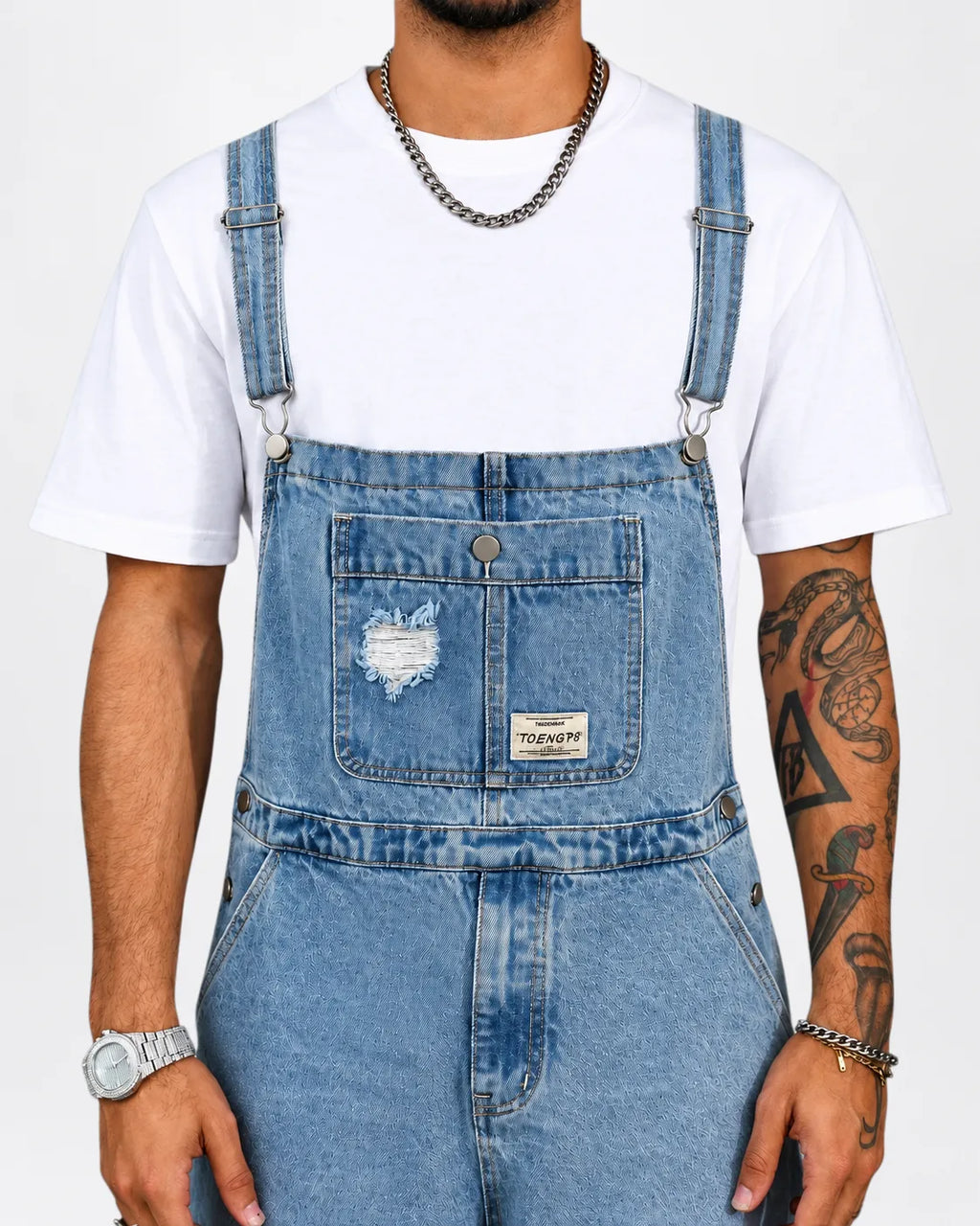 Salopette Cargo avec Détails Ripped