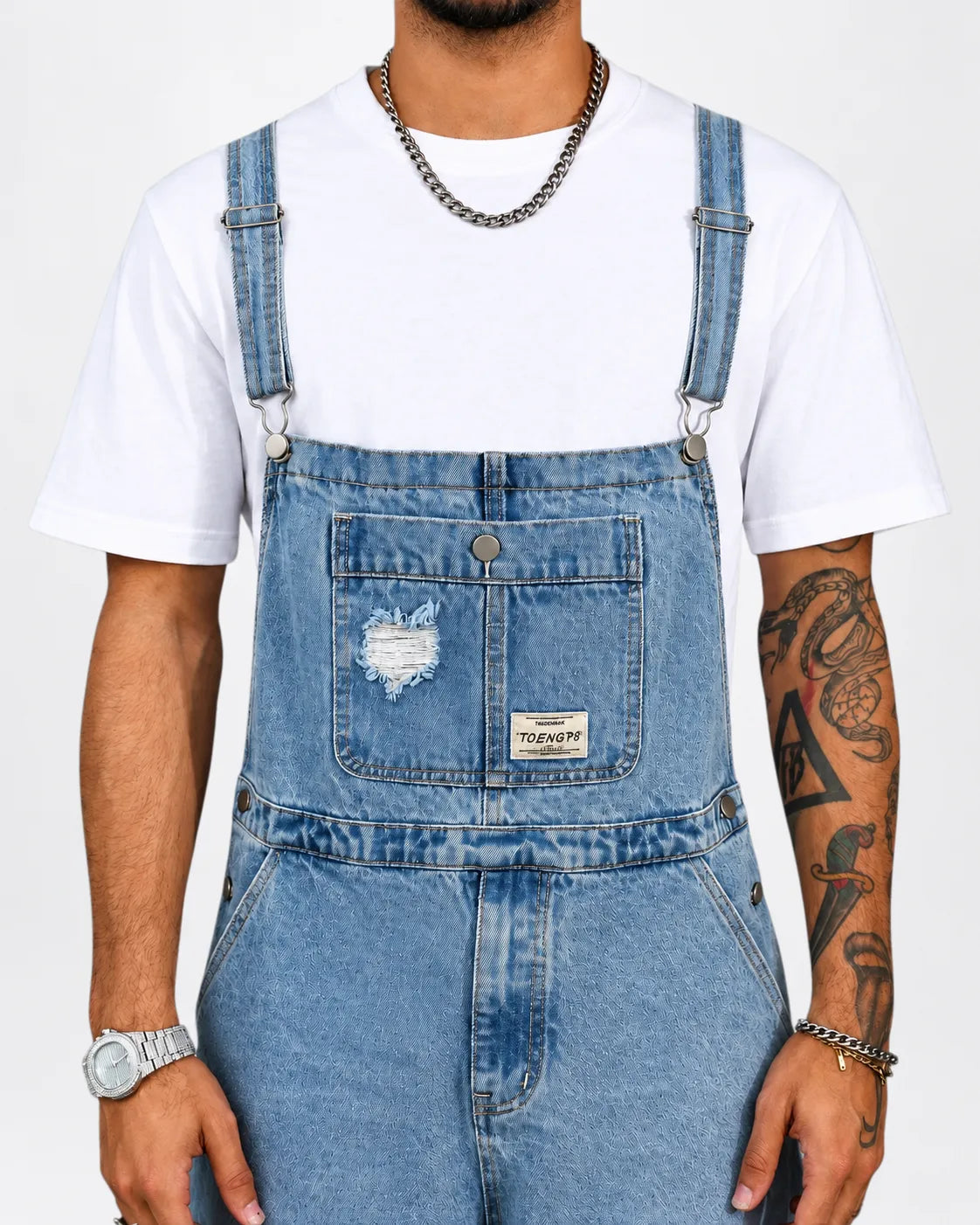 Salopette Cargo avec Détails Ripped