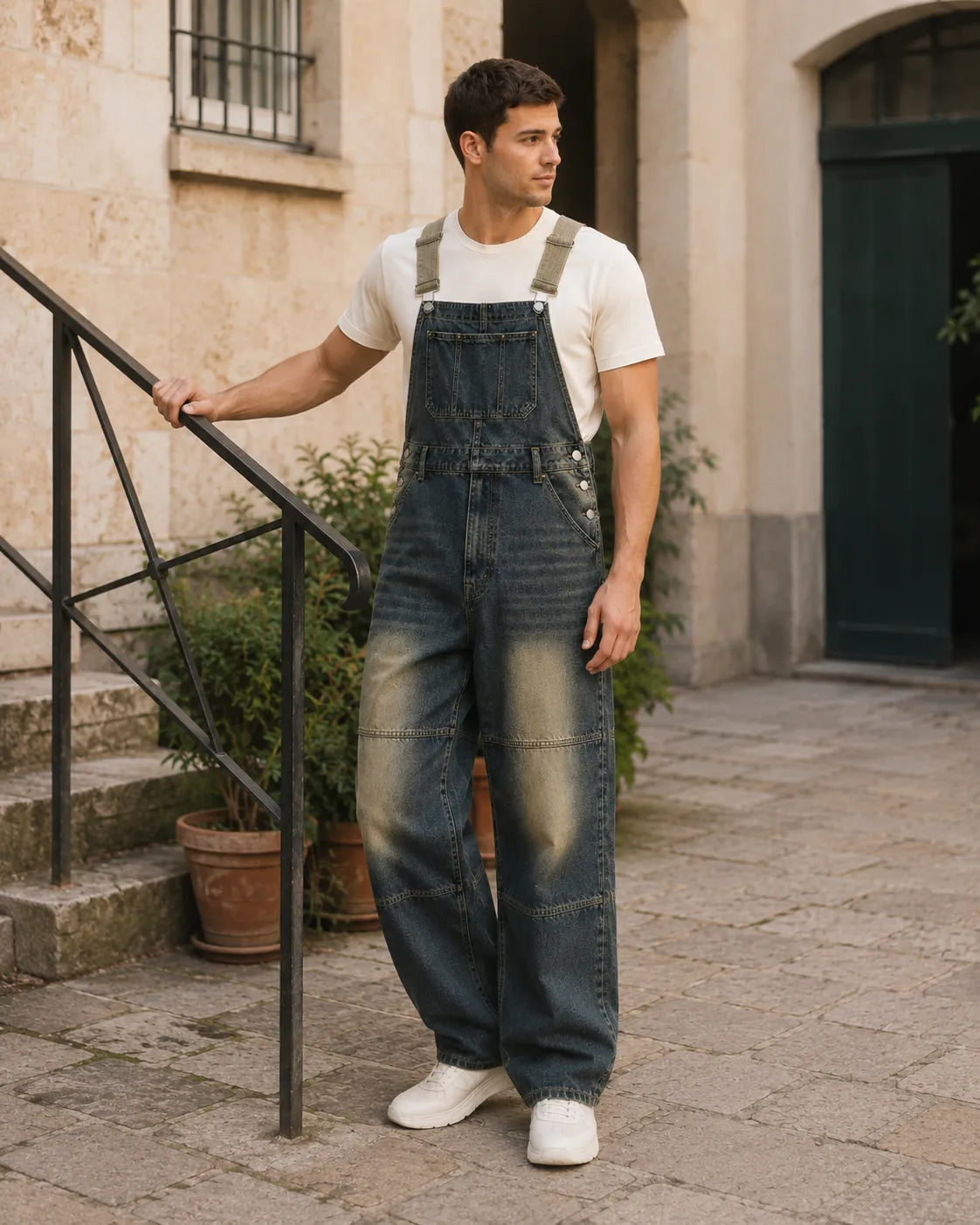 Salopette Denim Délavée Vintage Homme
