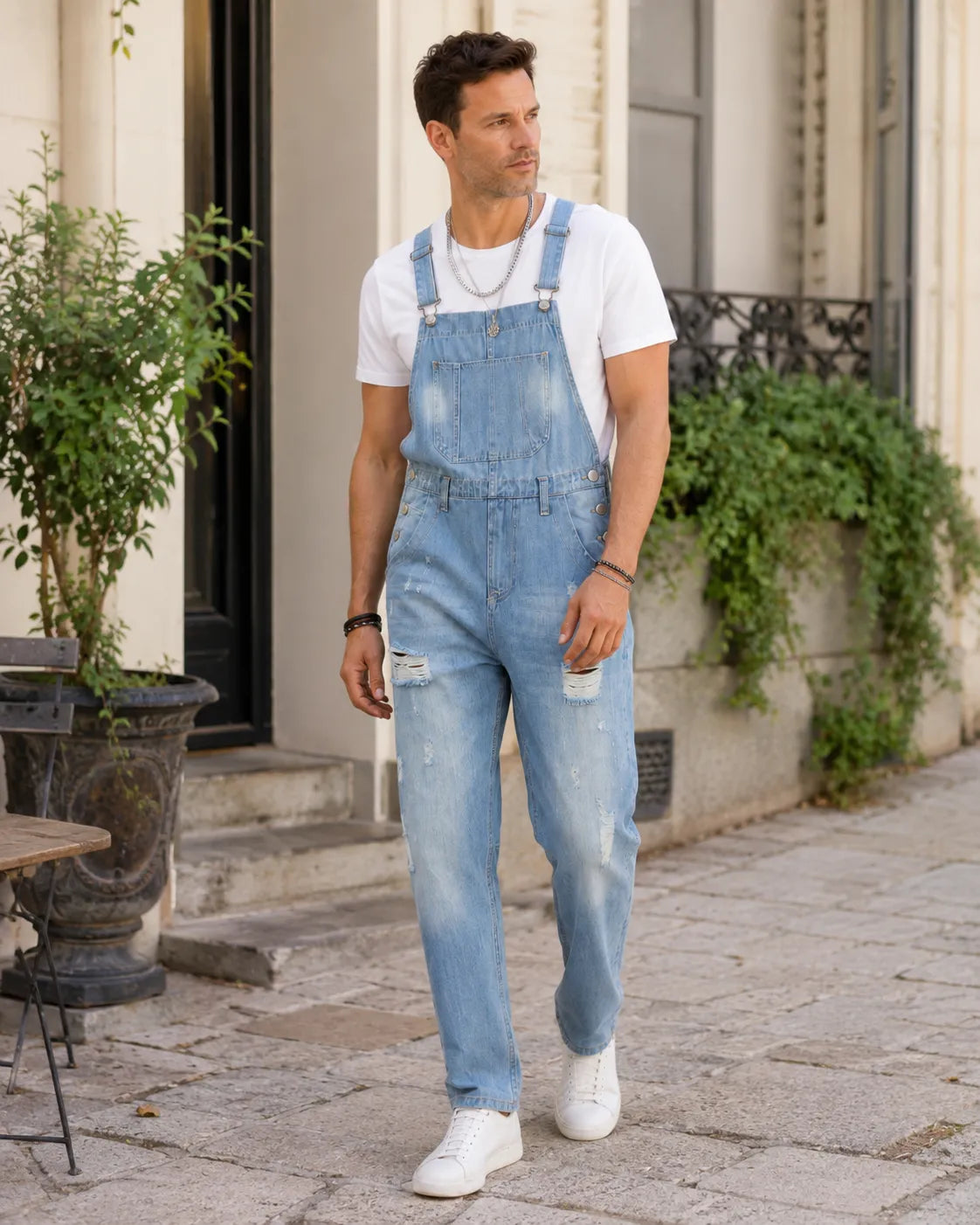 Salopette Denim Déchirée Homme