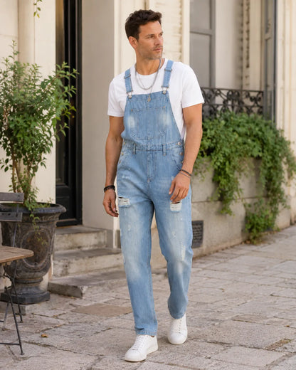 Salopette Denim Déchirée Homme