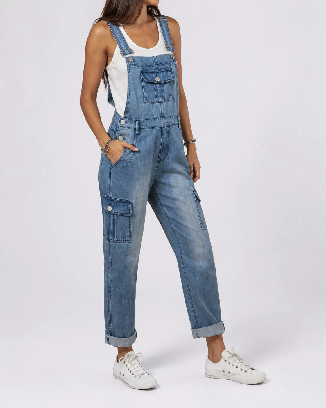 Salopette Denim Patchwork Rétro Femme