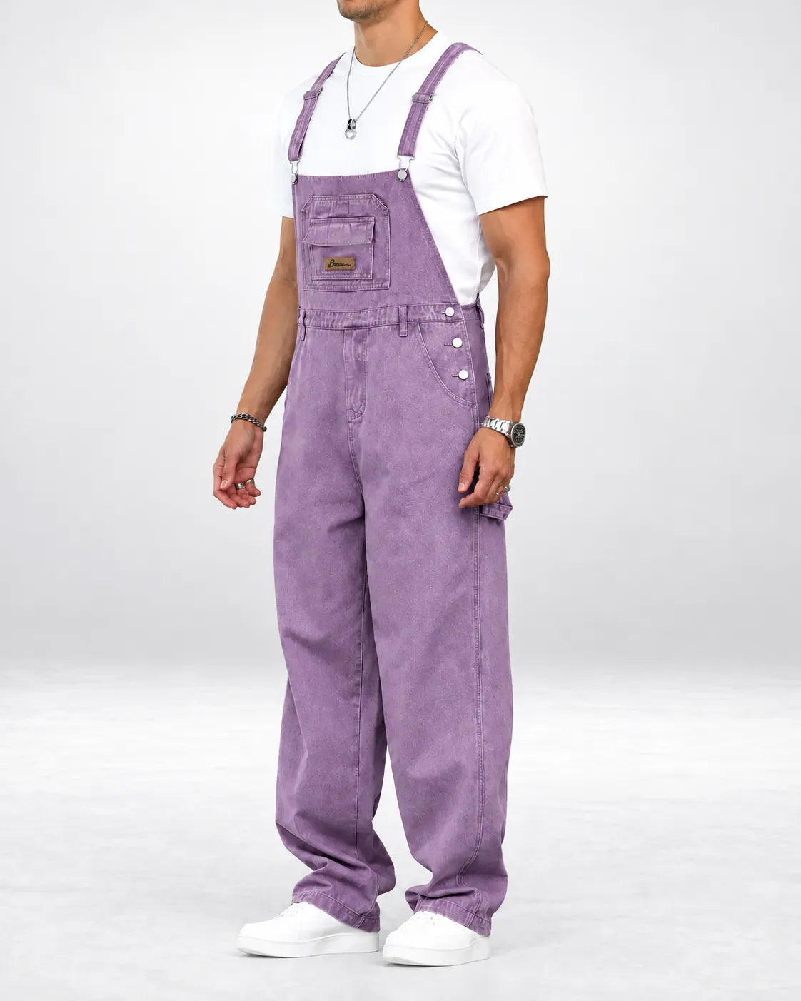 Salopette en denim violet décontractée