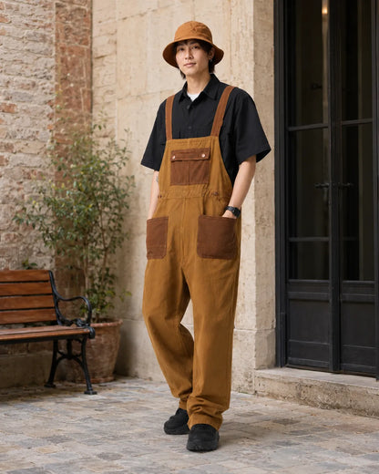 Salopette Denim Marron Rétro Unisexe