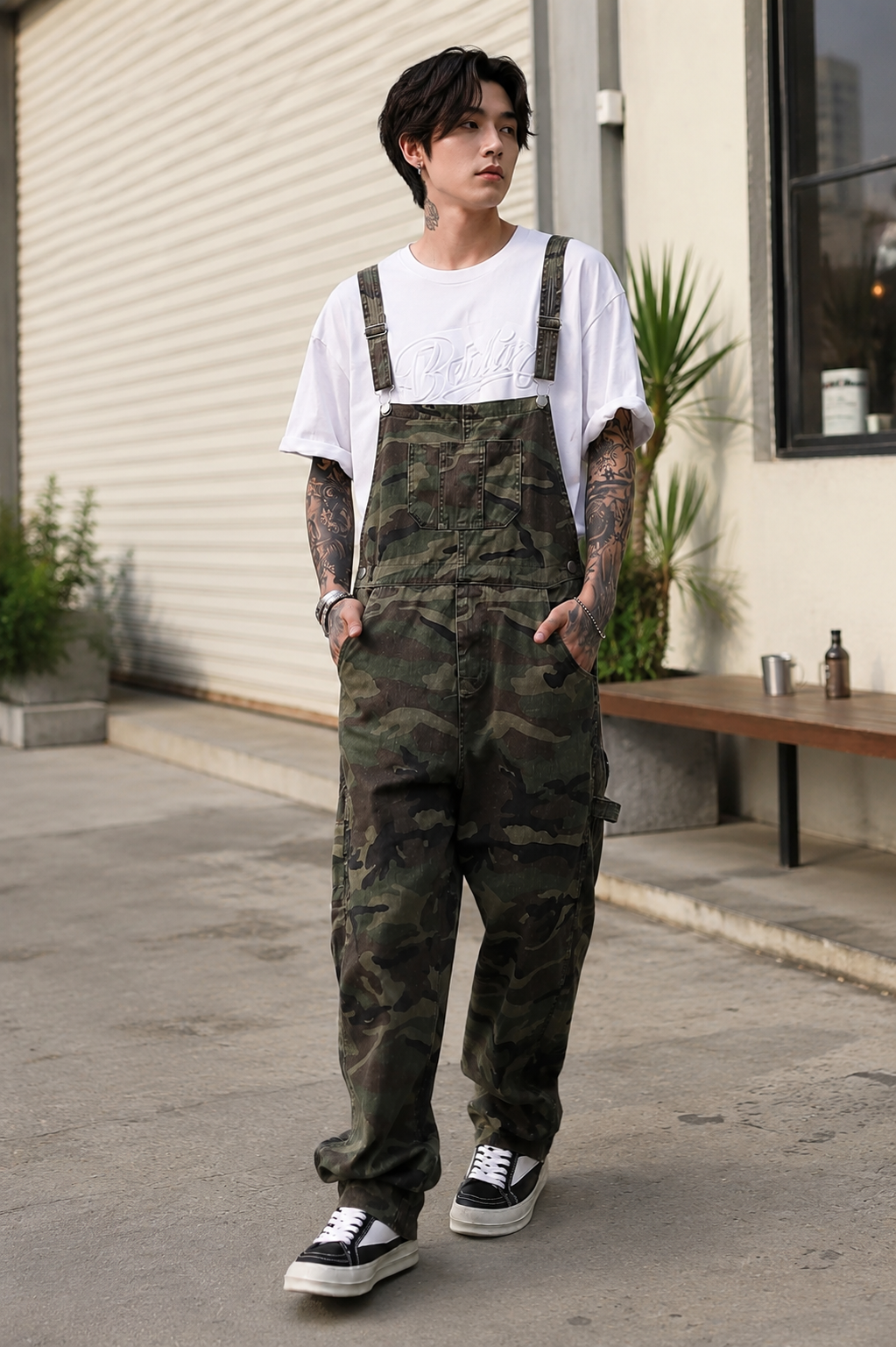 Salopette en Coton Camouflage Utilitaire