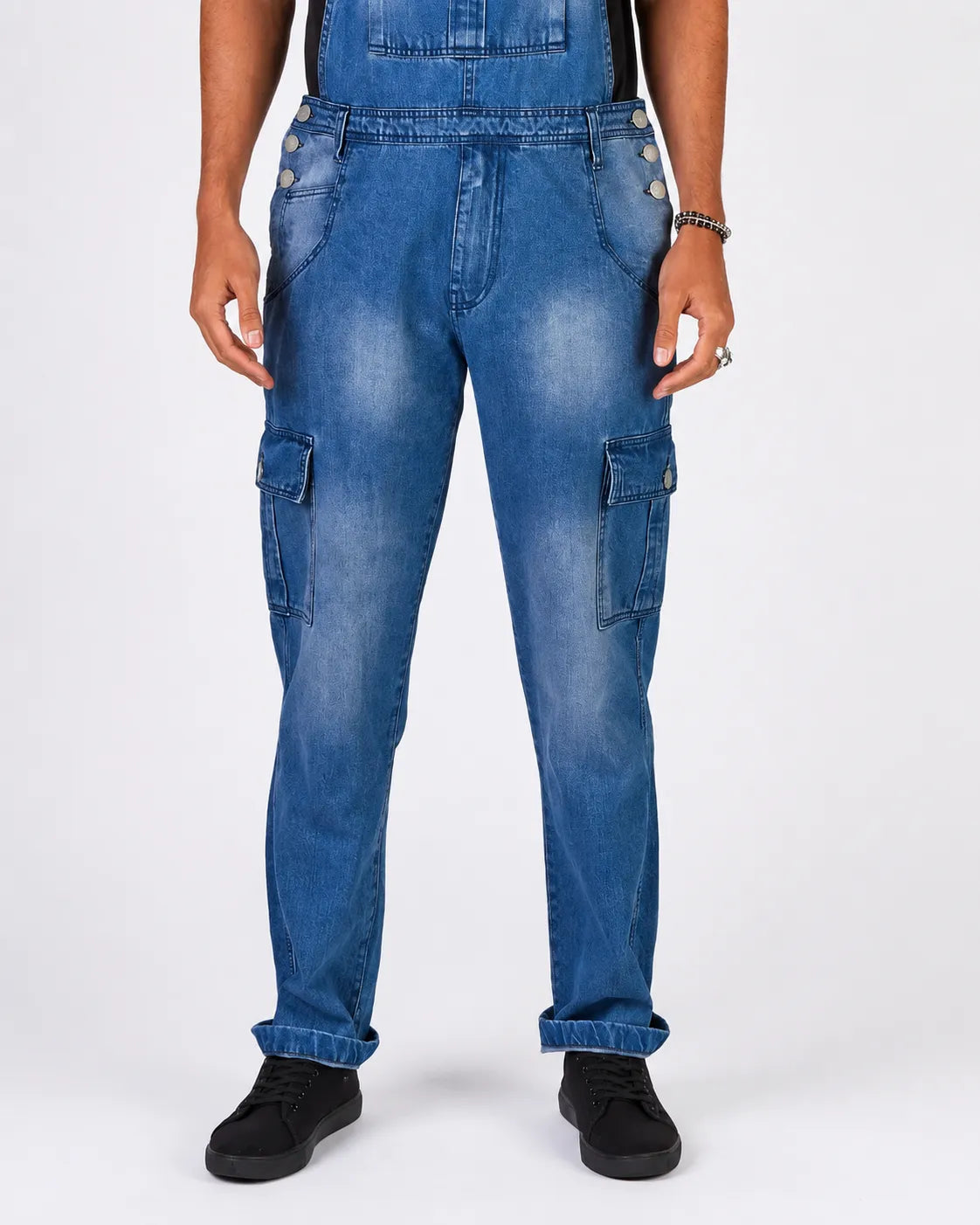 Salopette Denim Délavée Coupe Droite