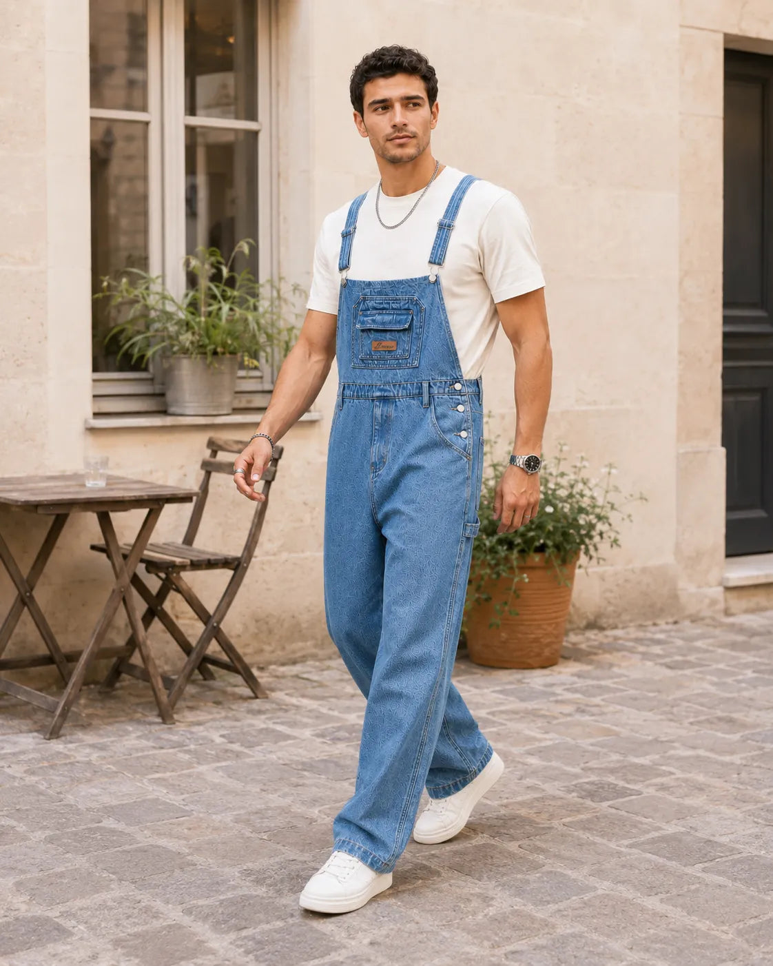 Salopette en Jean Bleu à Bretelles Ajustables