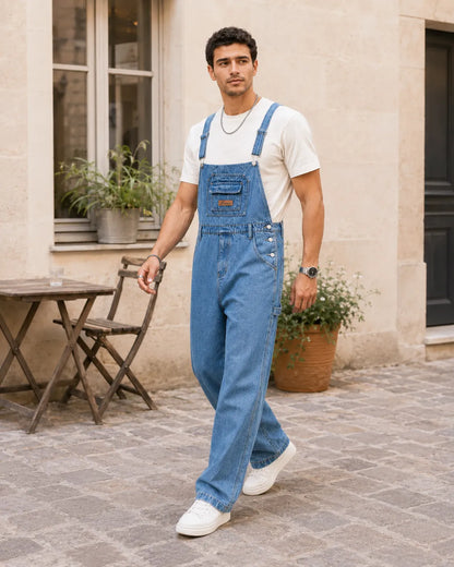 Salopette en Jean Bleu à Bretelles Ajustables