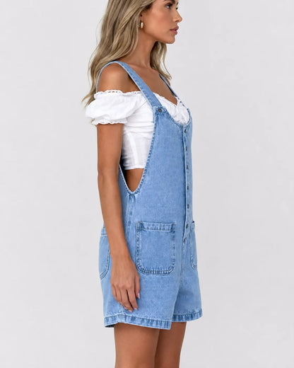 Salopette Short Femme en Jean Ajustable