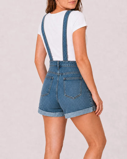 Salopette Denim Courte Boutonnée