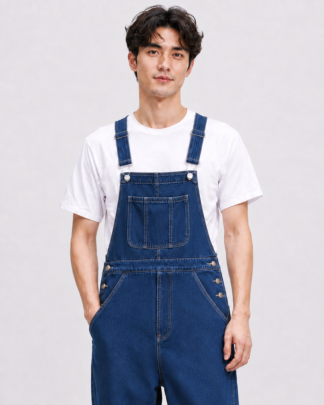 Salopette Denim Bleu Cargo Grande Taille