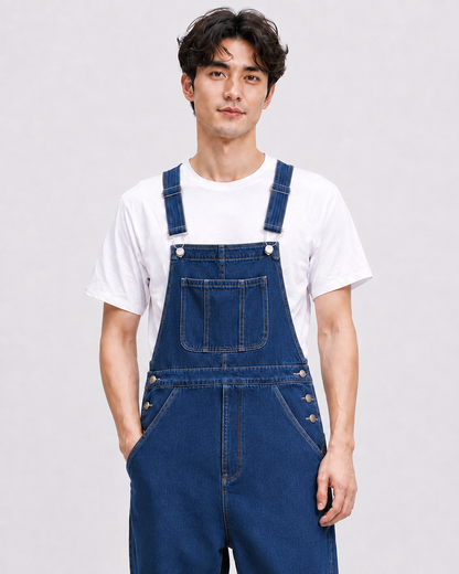 Salopette Denim Bleu Cargo Grande Taille