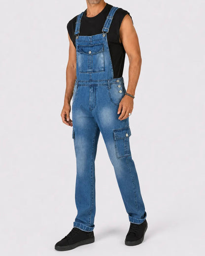 Salopette Denim Délavée Coupe Droite