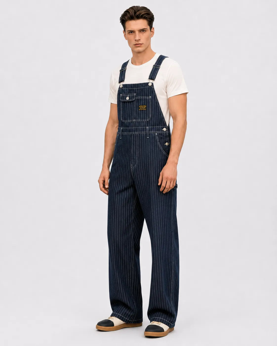 Salopette Denim Rayé Bleu