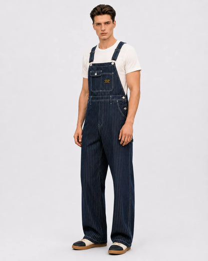 Salopette Denim Rayé Bleu