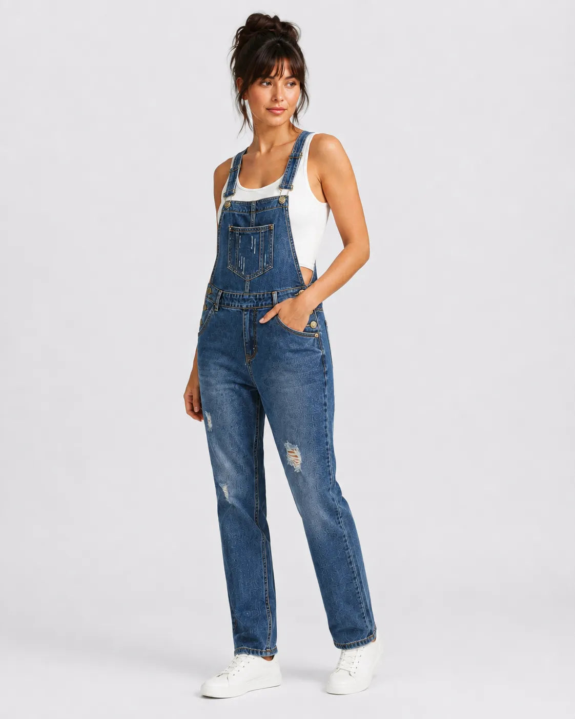 Salopette Denim Déchirée Tendance