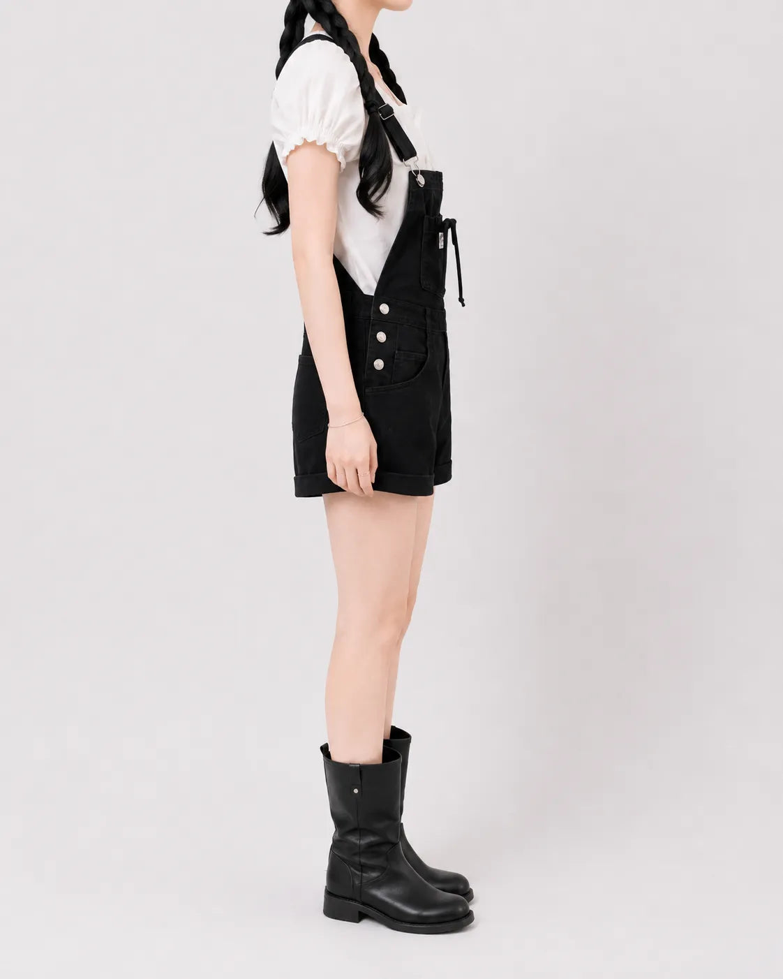 Salopette Short Denim Taille Haute