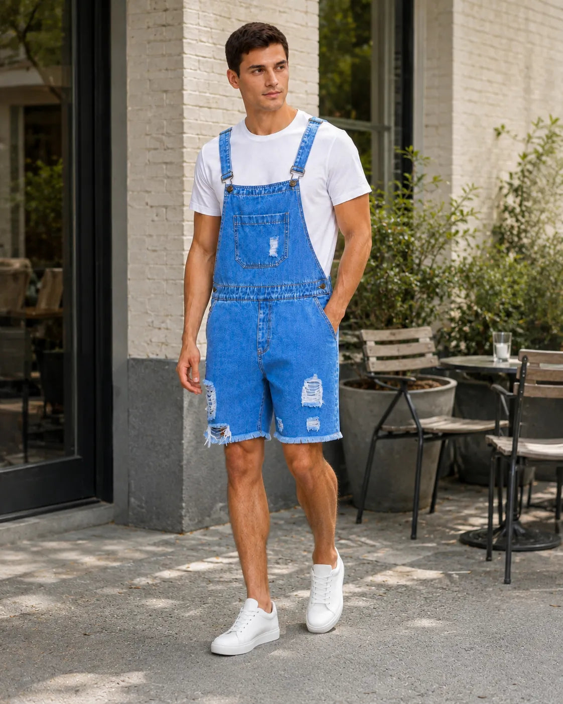 Salopette Short Denim Vintage Troué