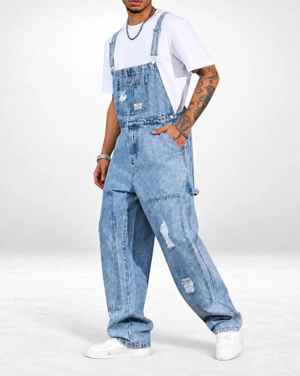 Salopette Cargo avec Détails Ripped