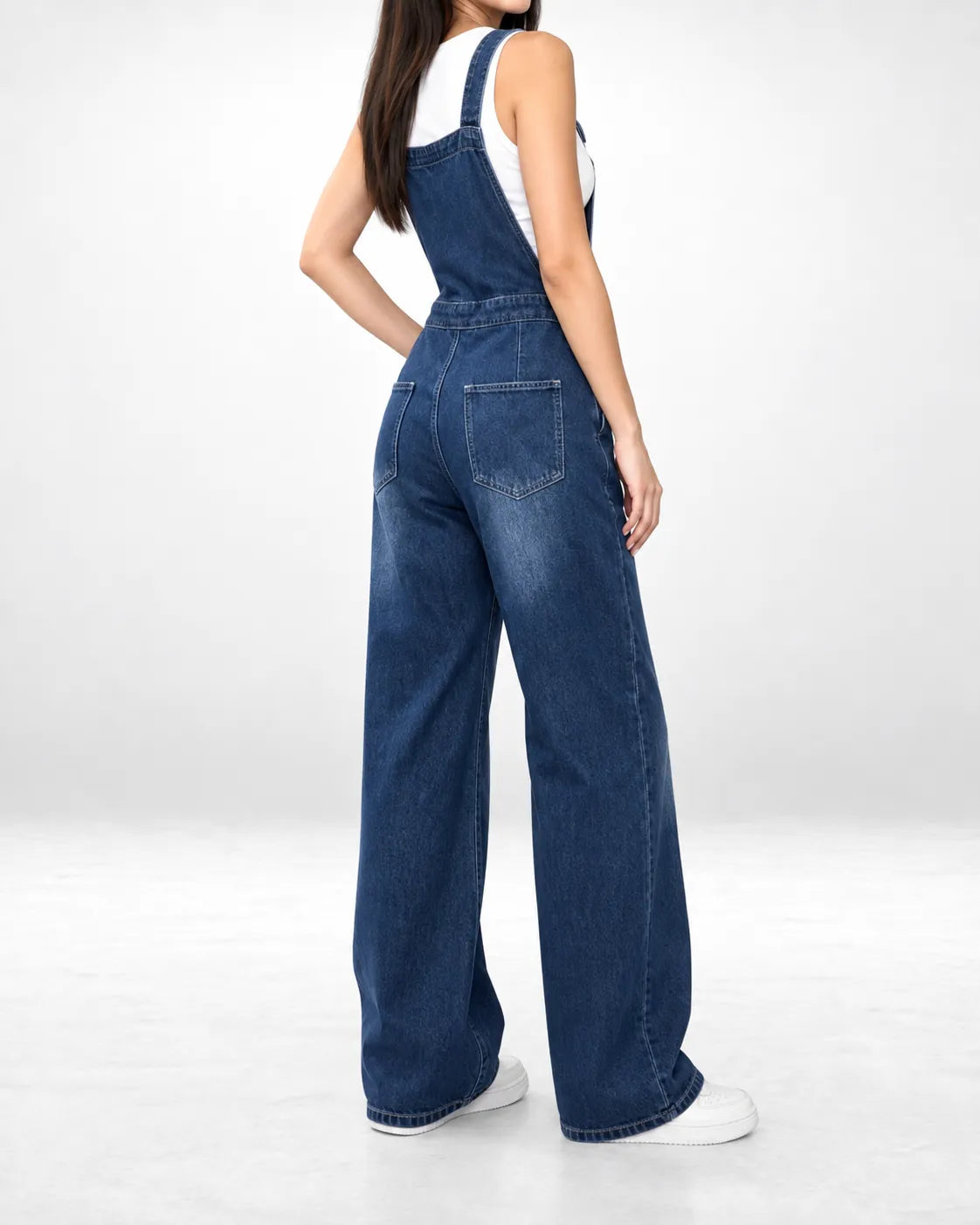 Salopette en jean à jambes larges