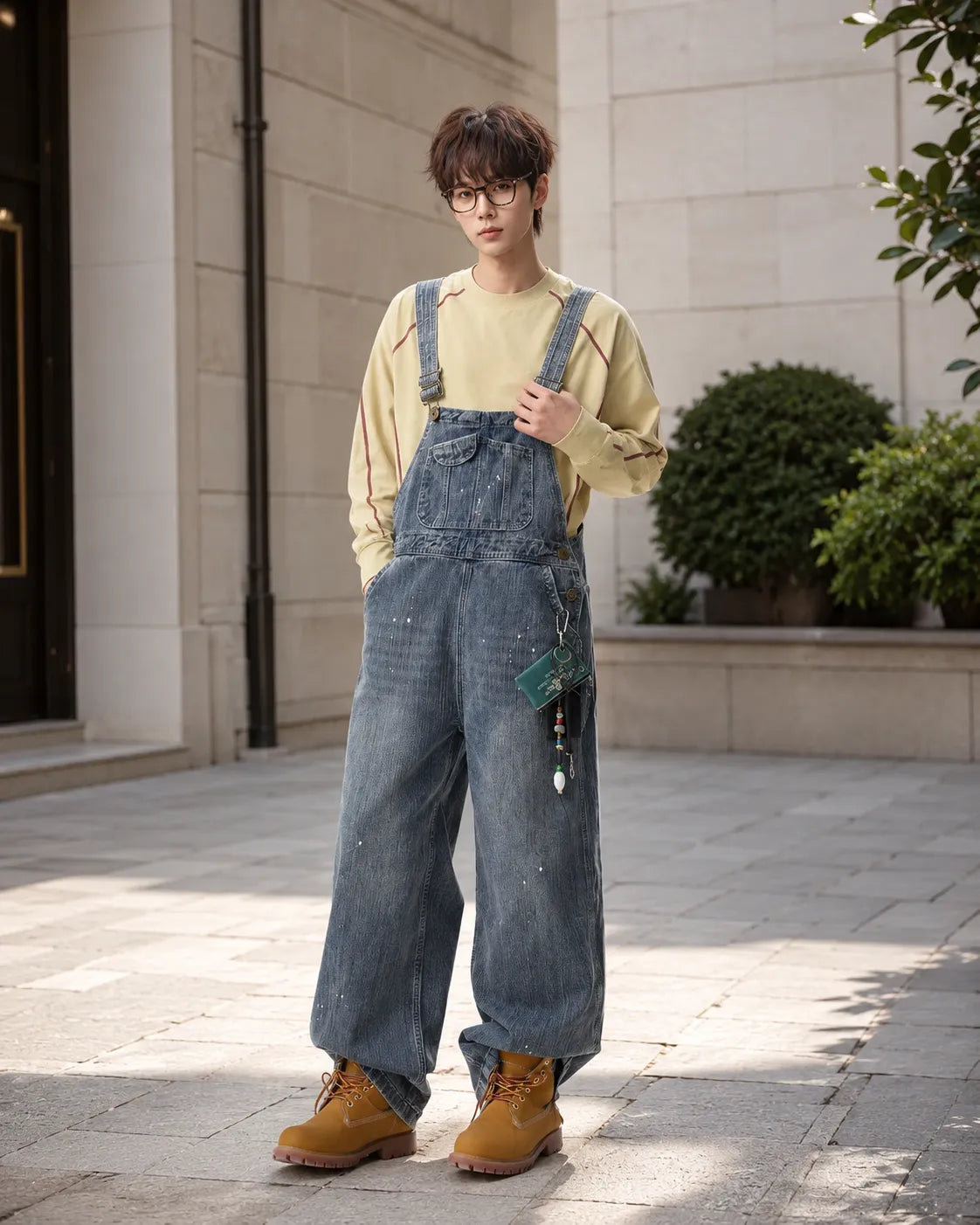 Salopette Denim Tachetée Rétro