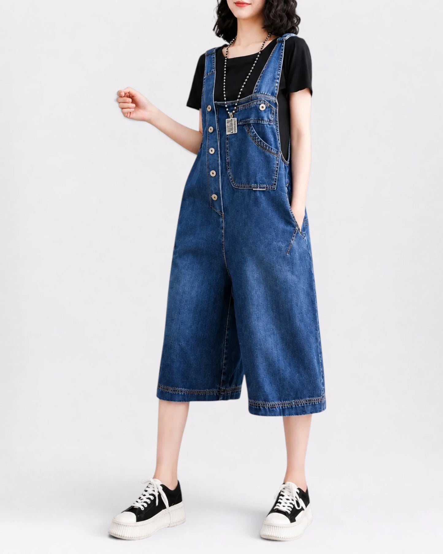 Salopette Denim Slim Distressed