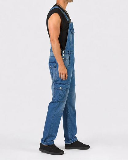 Salopette Denim Délavée Coupe Droite