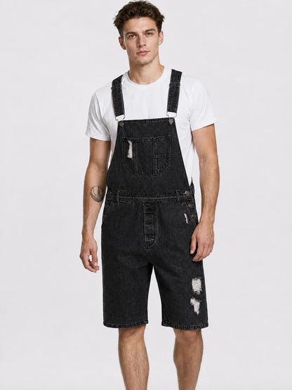 Salopette Short Jean Cargo Déchirée