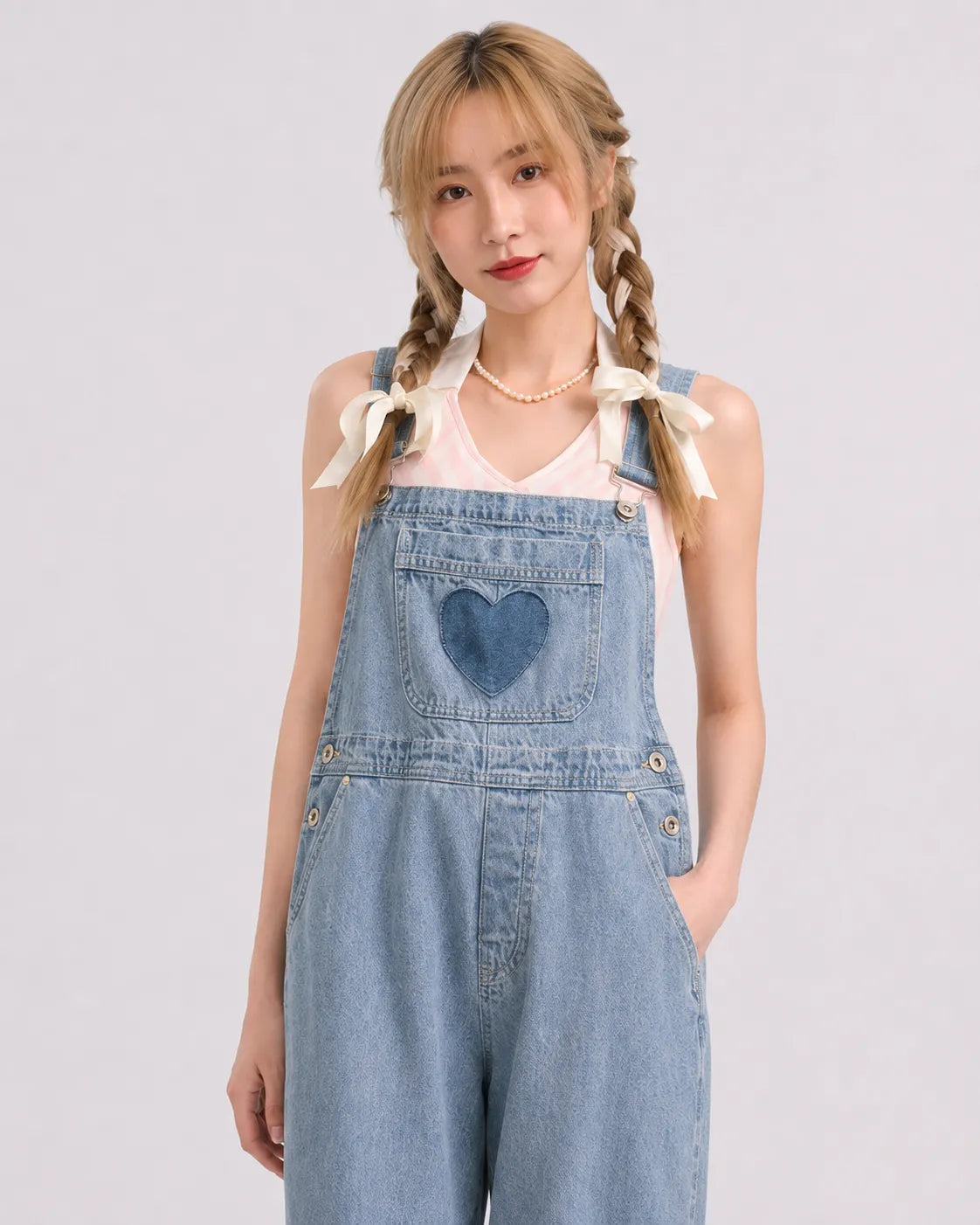 Salopette Denim Motif Cœur