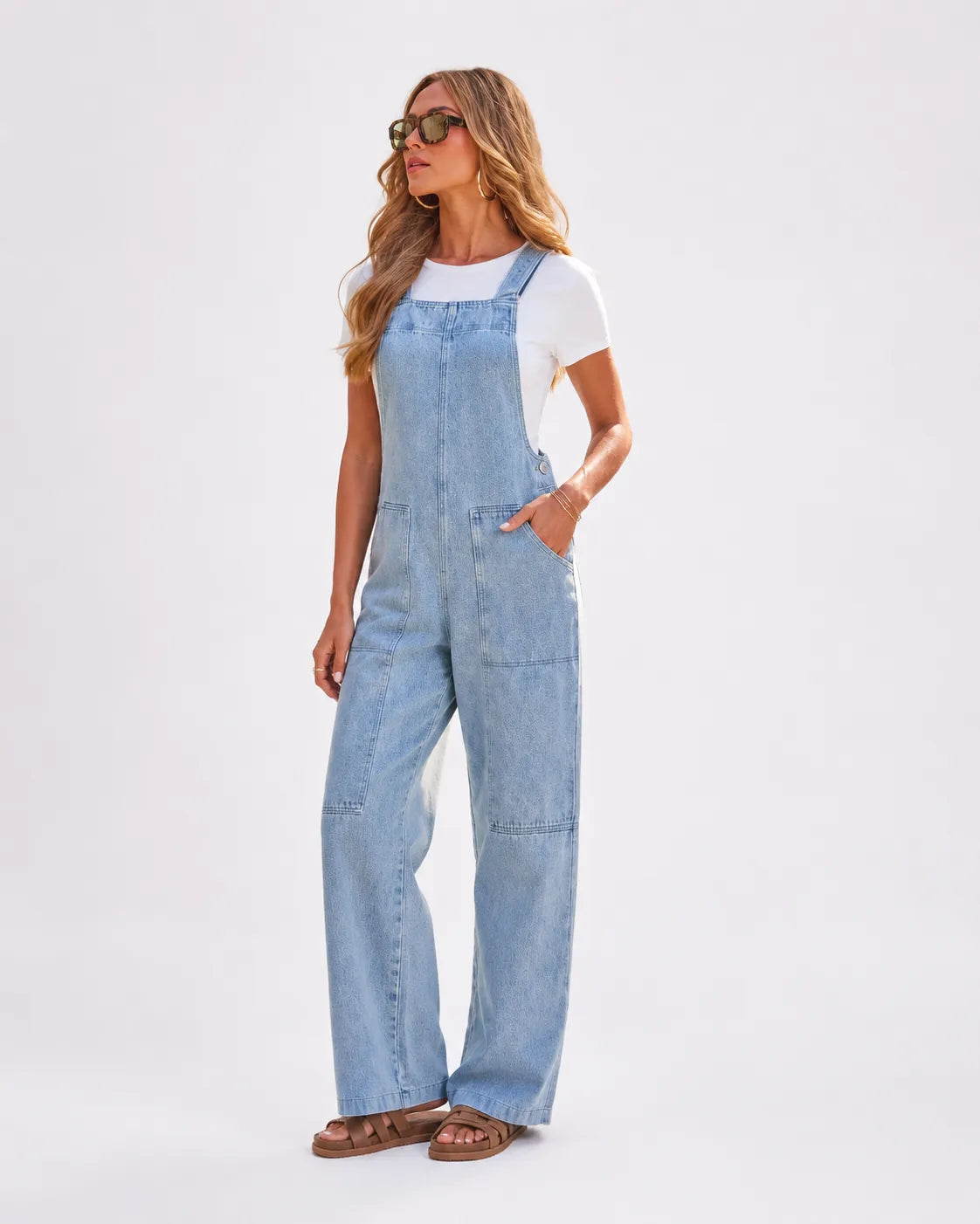 Salopette Femme Cargo en Jean Bleu