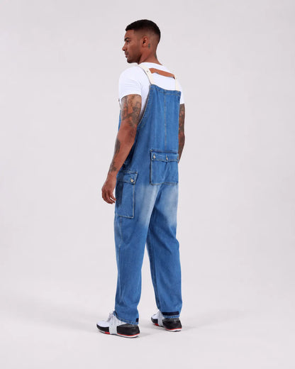 Salopette Jean Cargo Délavée