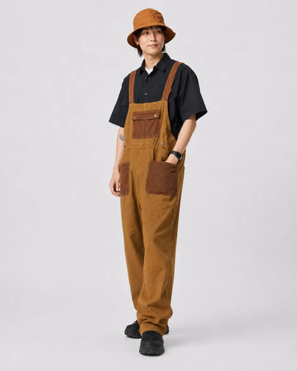 Salopette Denim Marron Rétro Unisexe