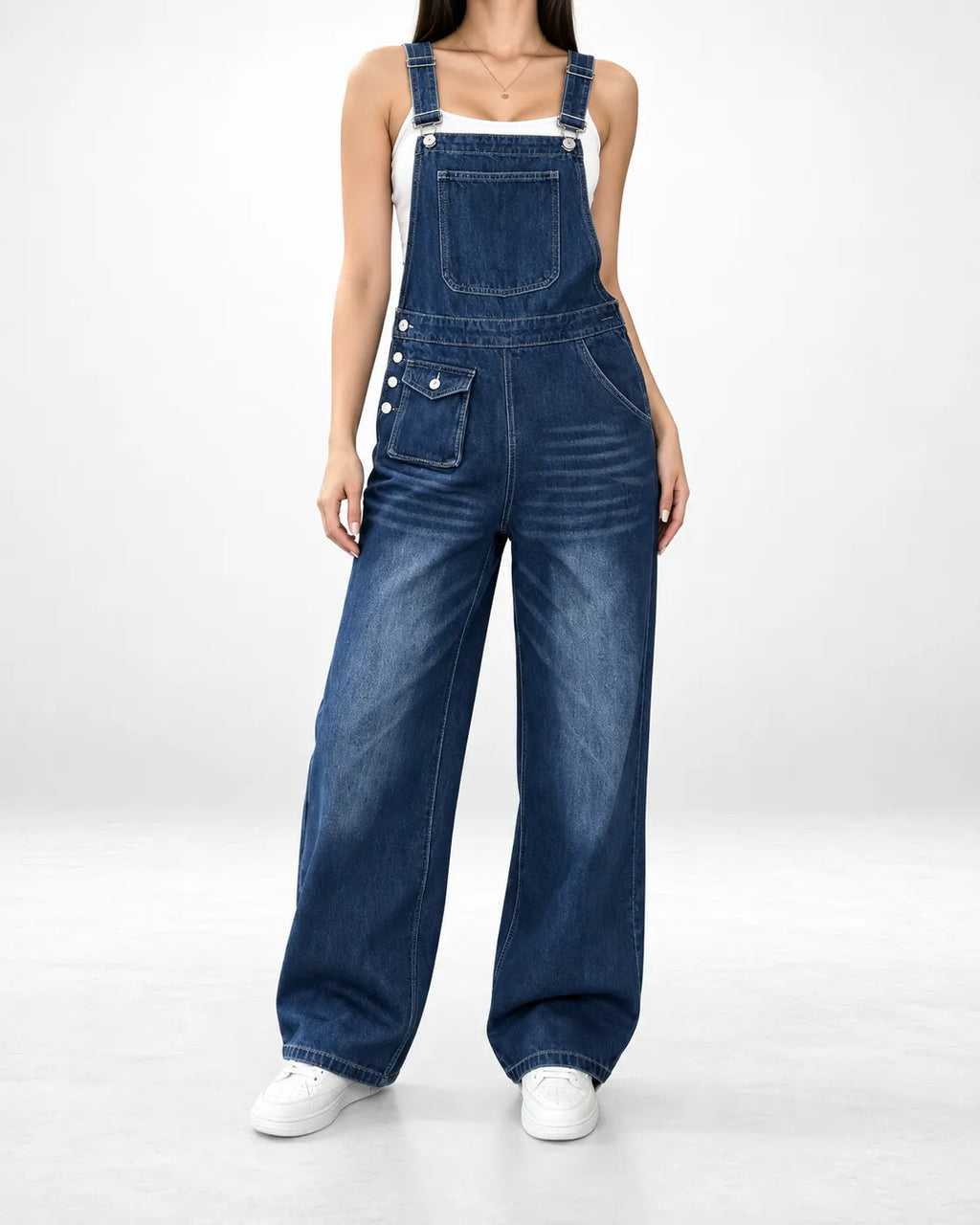 Salopette en jean à jambes larges