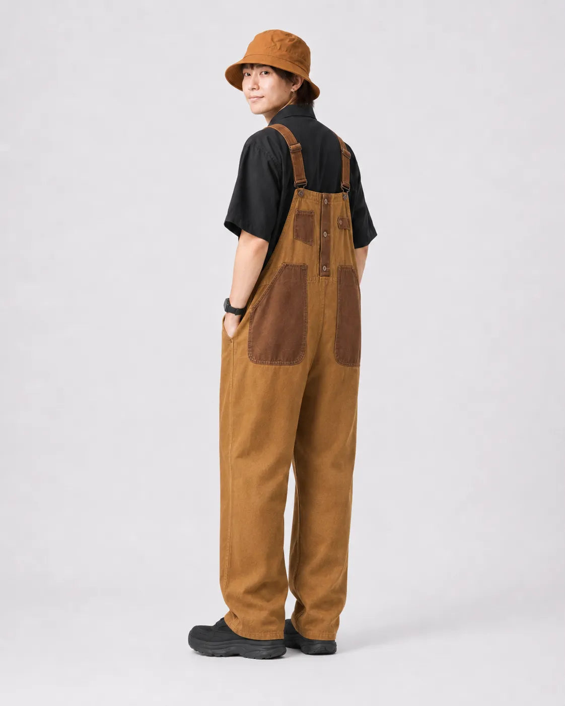 Salopette Denim Marron Rétro Unisexe