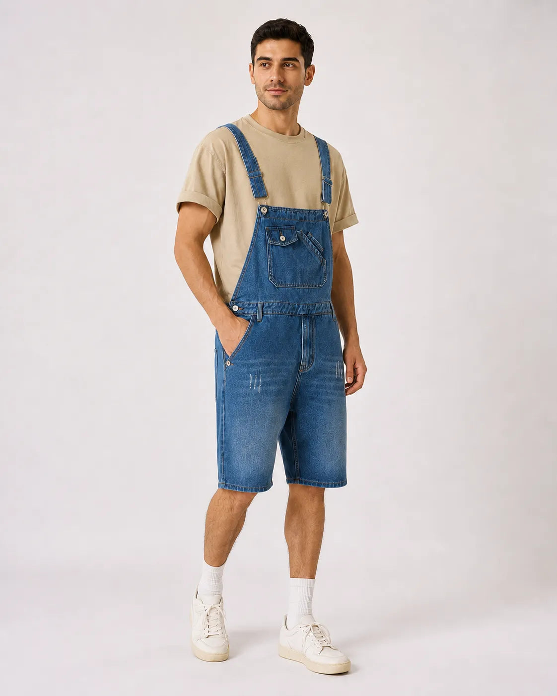 Salopette Pantalon Court Bleu