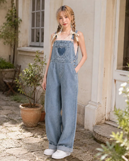 Salopette Denim Motif Cœur