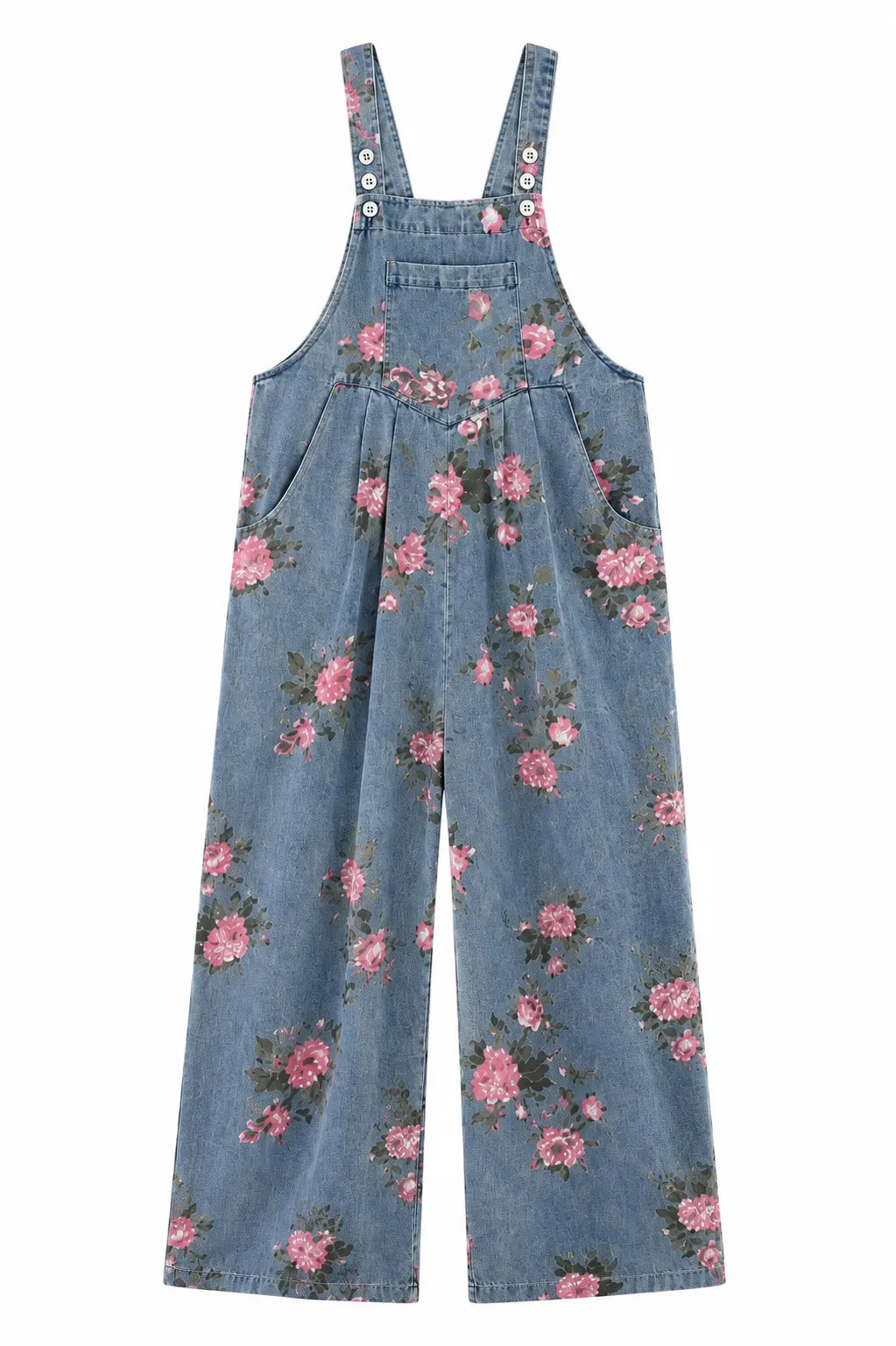 Salopette Denim Bleu Fleurie