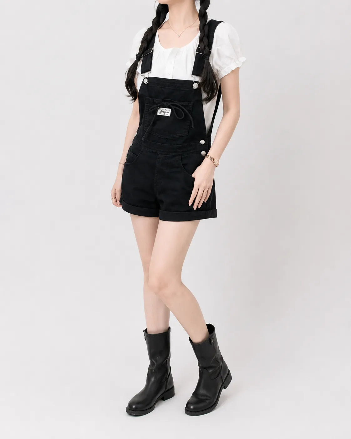 Salopette Short Denim Taille Haute