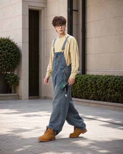 Salopette Denim Tachetée Rétro