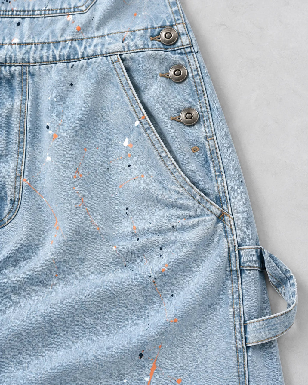 Salopette denim à bretelles orange
