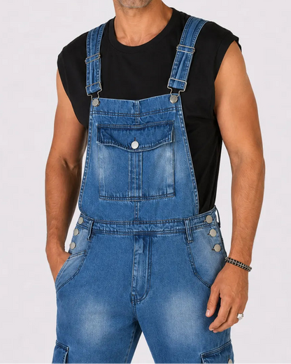 Salopette Denim Délavée Coupe Droite