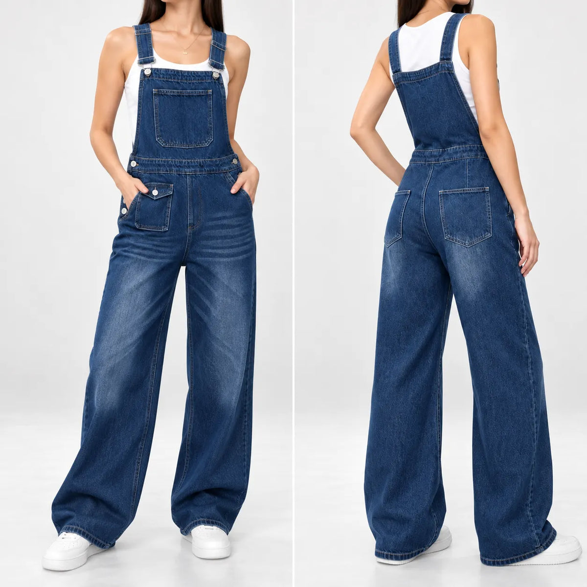 Salopette en jean à jambes larges