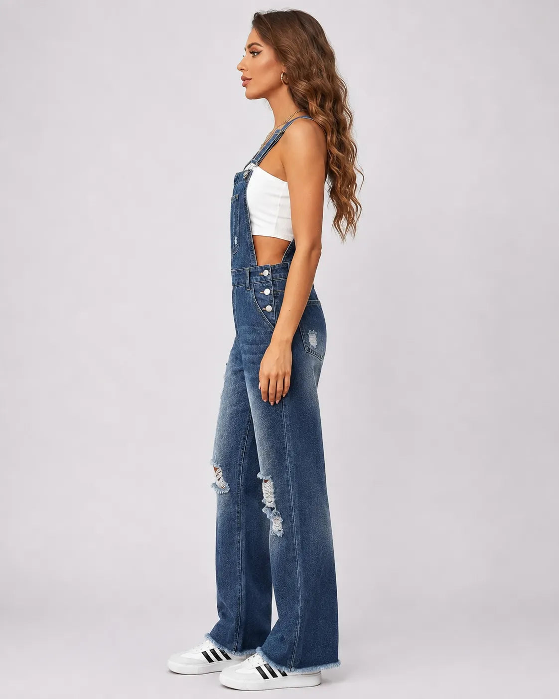 Salopette en Jean Déchiré pour Femme