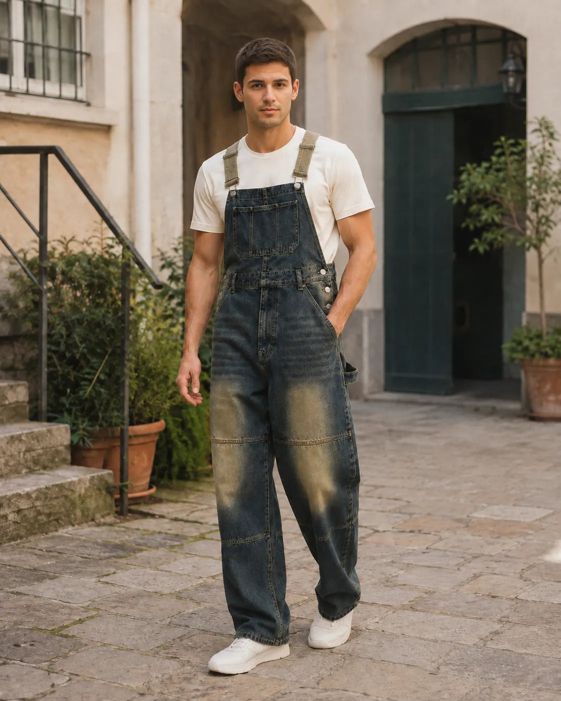 Salopette Denim Délavée Vintage Homme