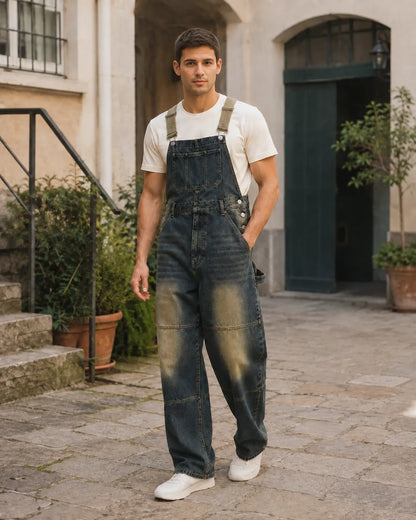 Salopette Denim Délavée Vintage Homme