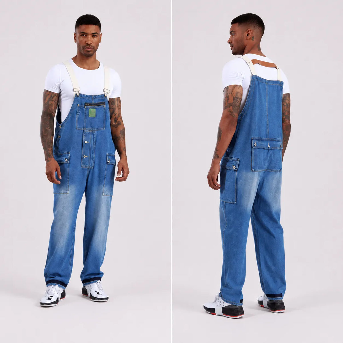Salopette Jean Cargo Délavée