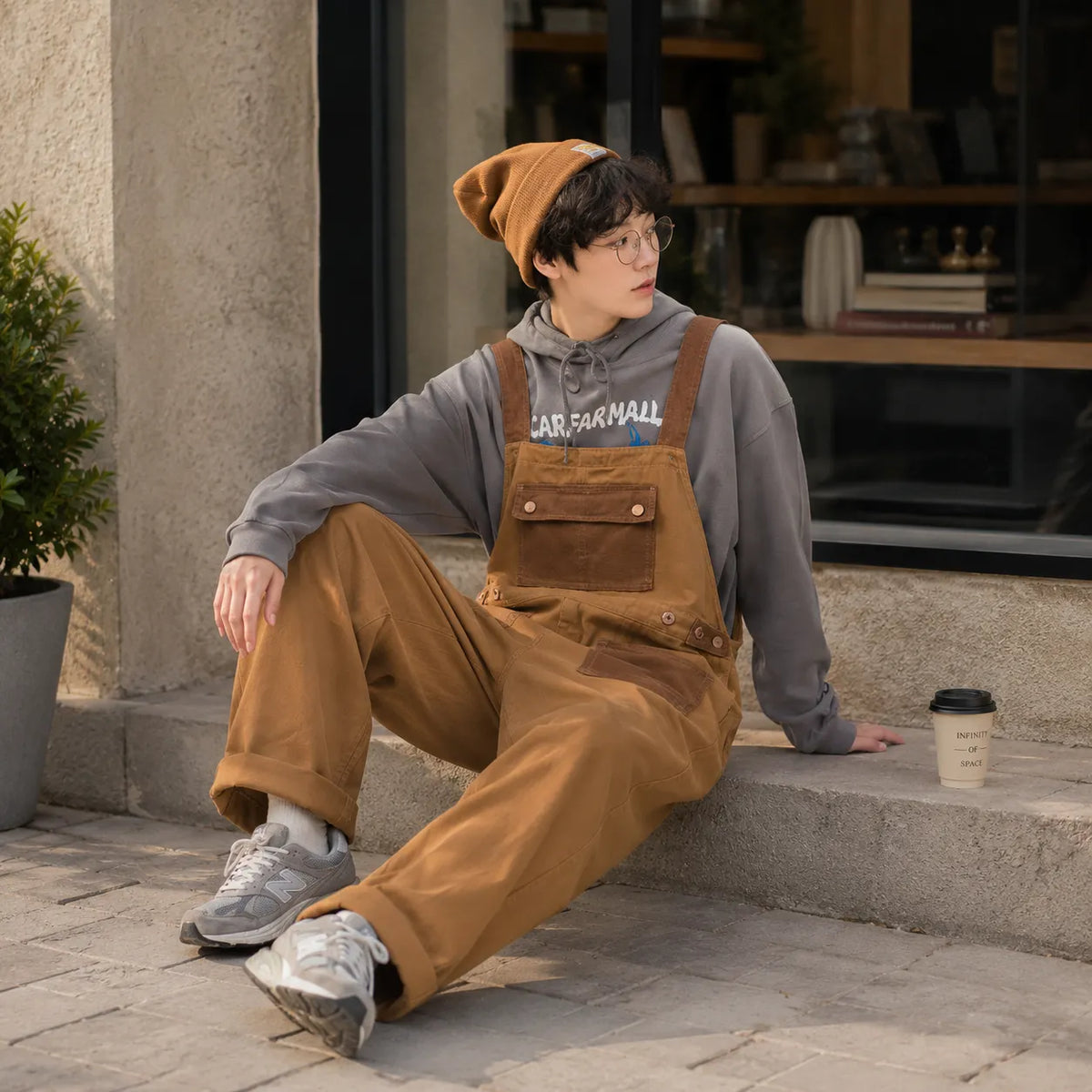 Salopette Rétro Utilitaire Marron