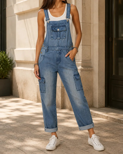 Salopette Denim Patchwork Rétro Femme