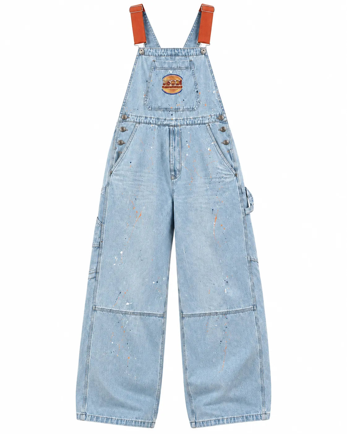 Salopette denim à bretelles orange